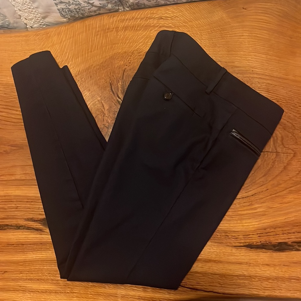 Ann Taylor Ankle Dress Pants with Faux Leather Zip Pockets